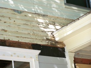 original siding around porch roof