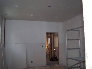 Tv room drywall - bathroom wall