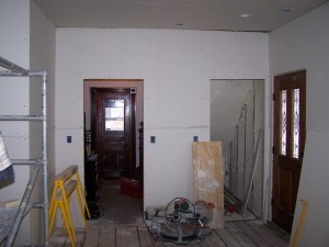 Tvroom drywall closet wall